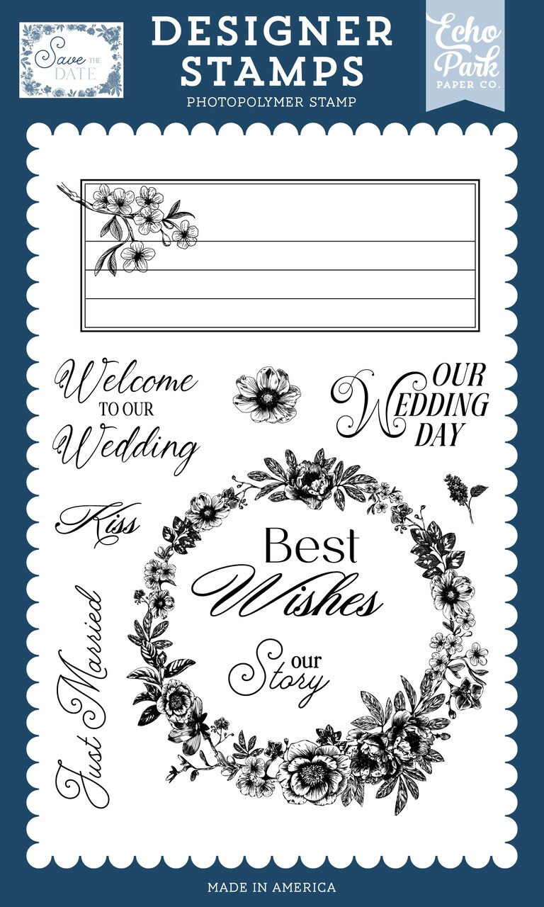 Echo Park Save The Date Stamp Set-Best Wishes Wedding Stamp Set